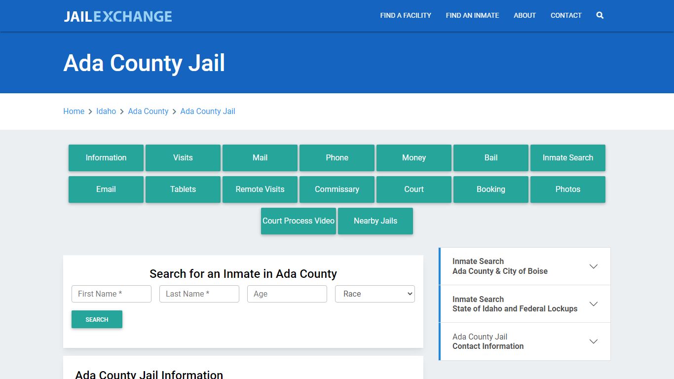 Ada County Jail Roster Lookup, ID, Inmate Search - Jail Exchange